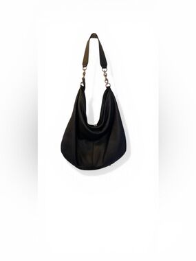 Black Leather Hobo Shoulder Bag